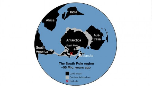 نقشه-قطب-جنوب-90-میلیون-سال-پیش